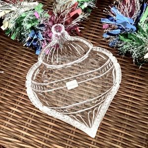 Fitz And Floyd Crystal Christmas Ornament Candy Dish Sticker MCM Vintage EUC